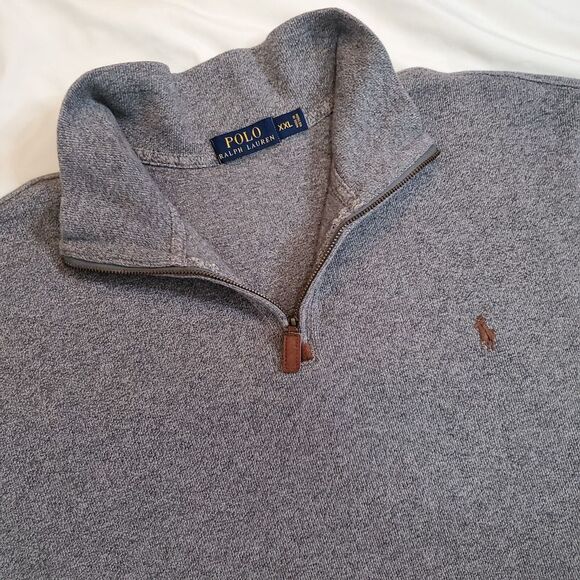 Polo Ralph Lauren‎ Grey Quarter Zip Up Long Sleeve Sweater Size XXL - Picture 1 of 6